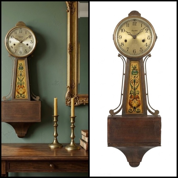 E. Ingraham Other - E. Ingraham Antique 8 Day Banjo Wall Clock Glass Panel MCM Not Tested As Is